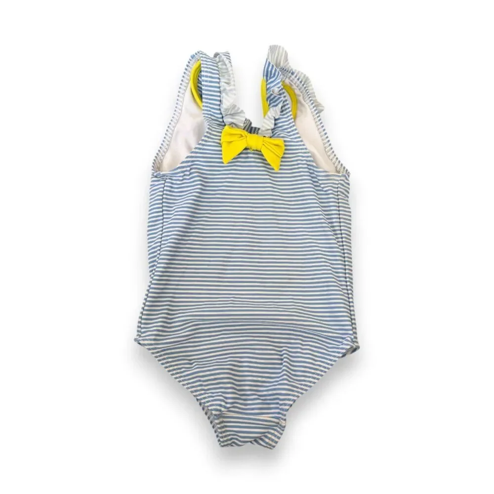 Baby Boden Elephant Striped Swim Suit Yellow Bow Back Detail 18-24 Months